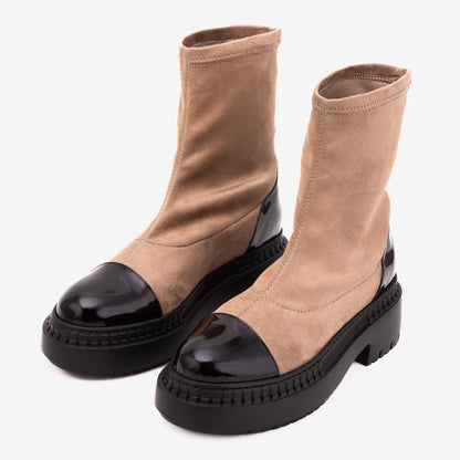 The Sorella Black Tip Beige & black Suede Leather Women’s Boot