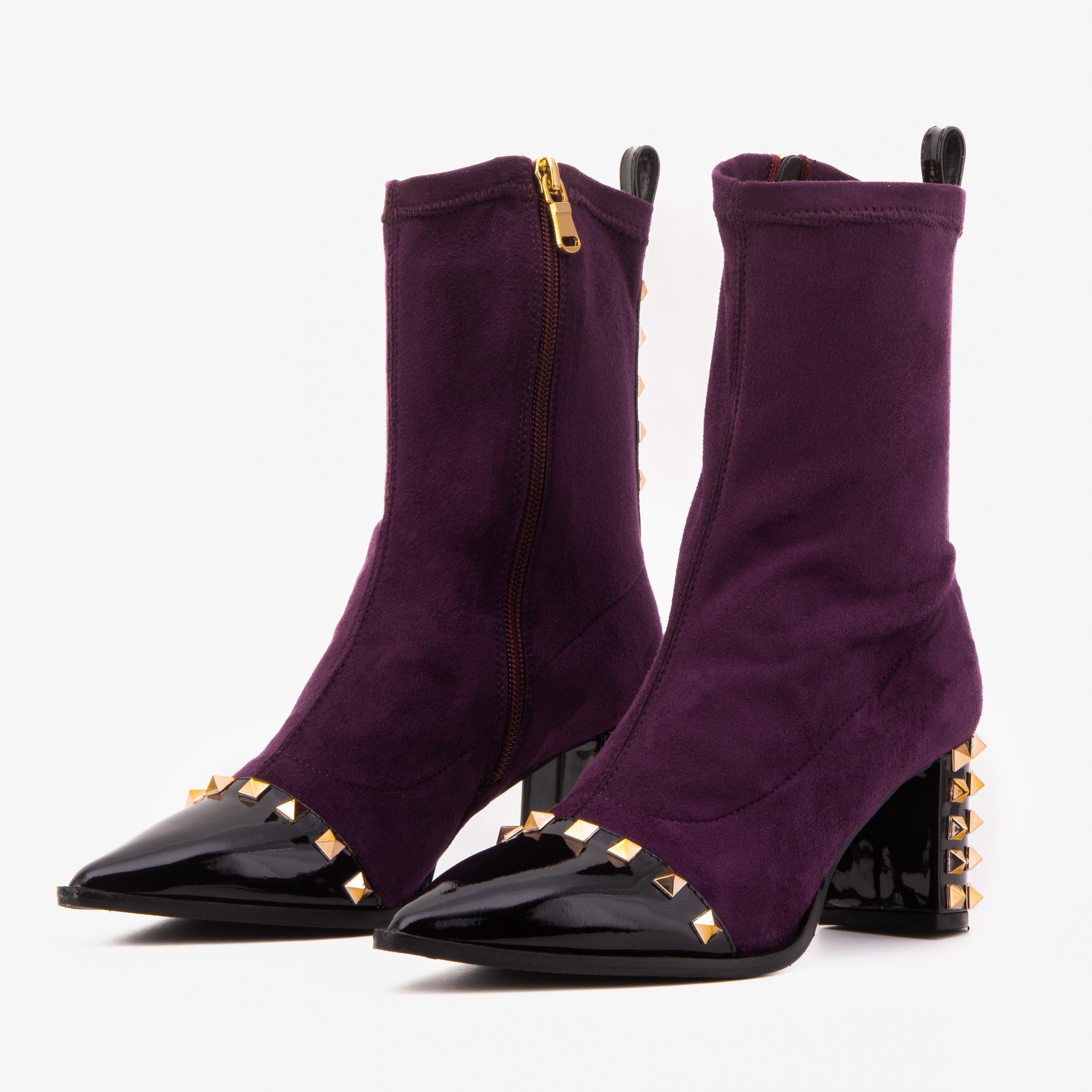 Vinci Leather Shoes The Amethyst Studded Deep Purple Suede Leather Women’s Boot