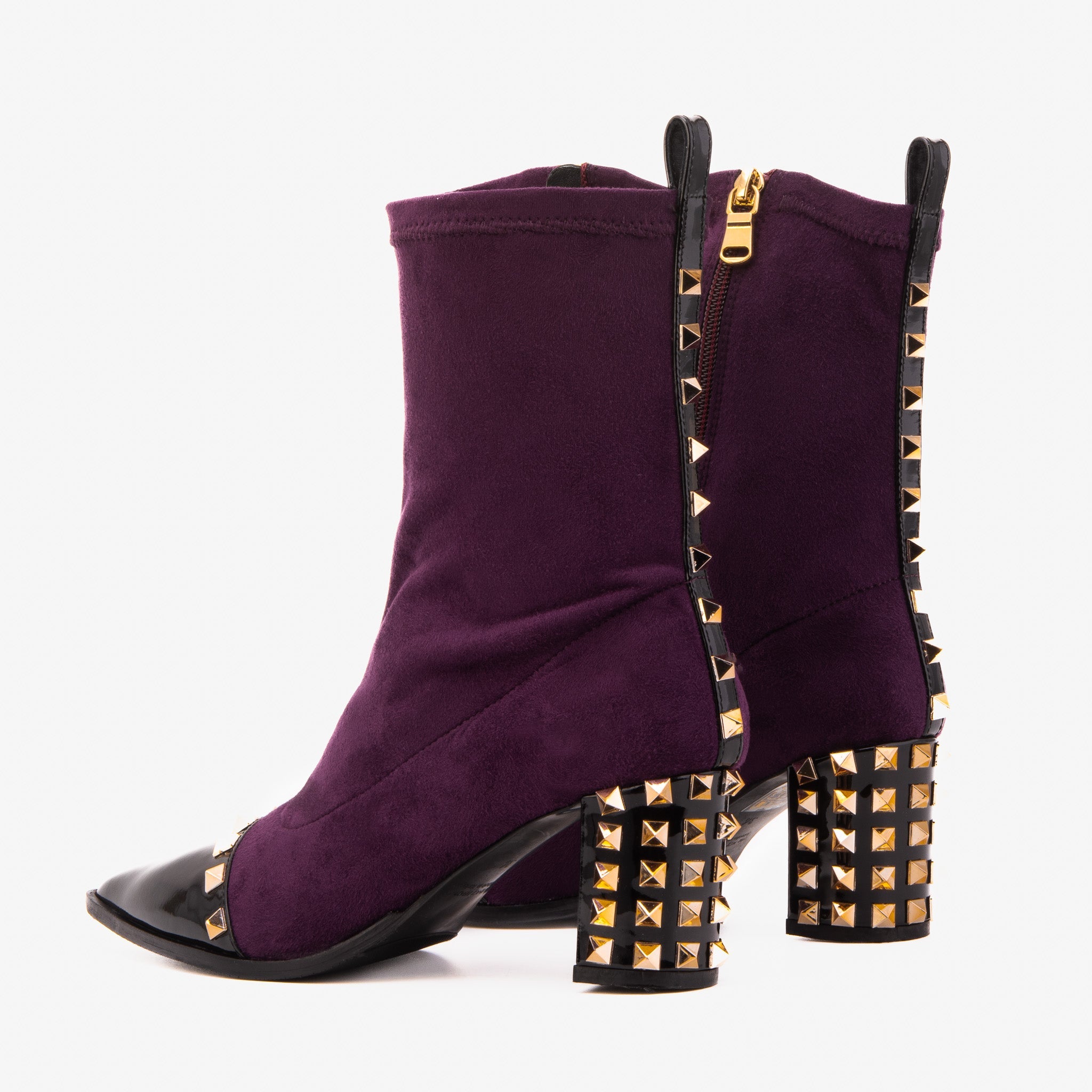 Vinci Leather Shoes The Amethyst Studded Deep Purple Suede Leather Women’s Boot