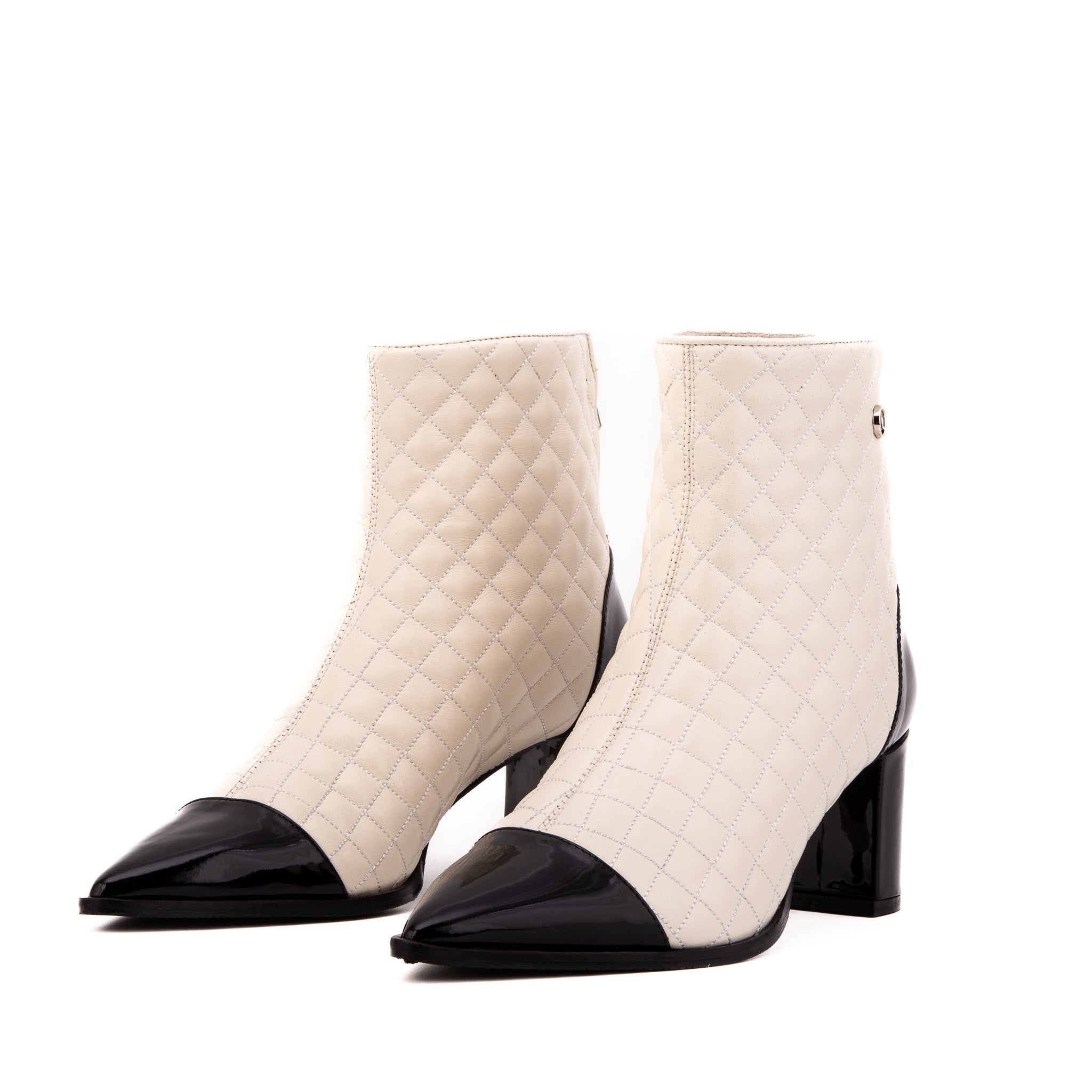 Vinci Leather Shoes The Celeste Cream & Black Quilted Leather Women’s Boot