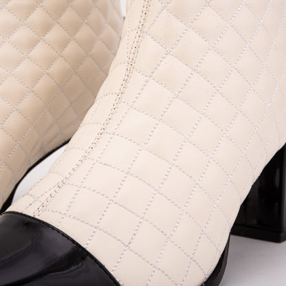 Vinci Leather Shoes The Celeste Cream & Black Quilted Leather Women’s Boot
