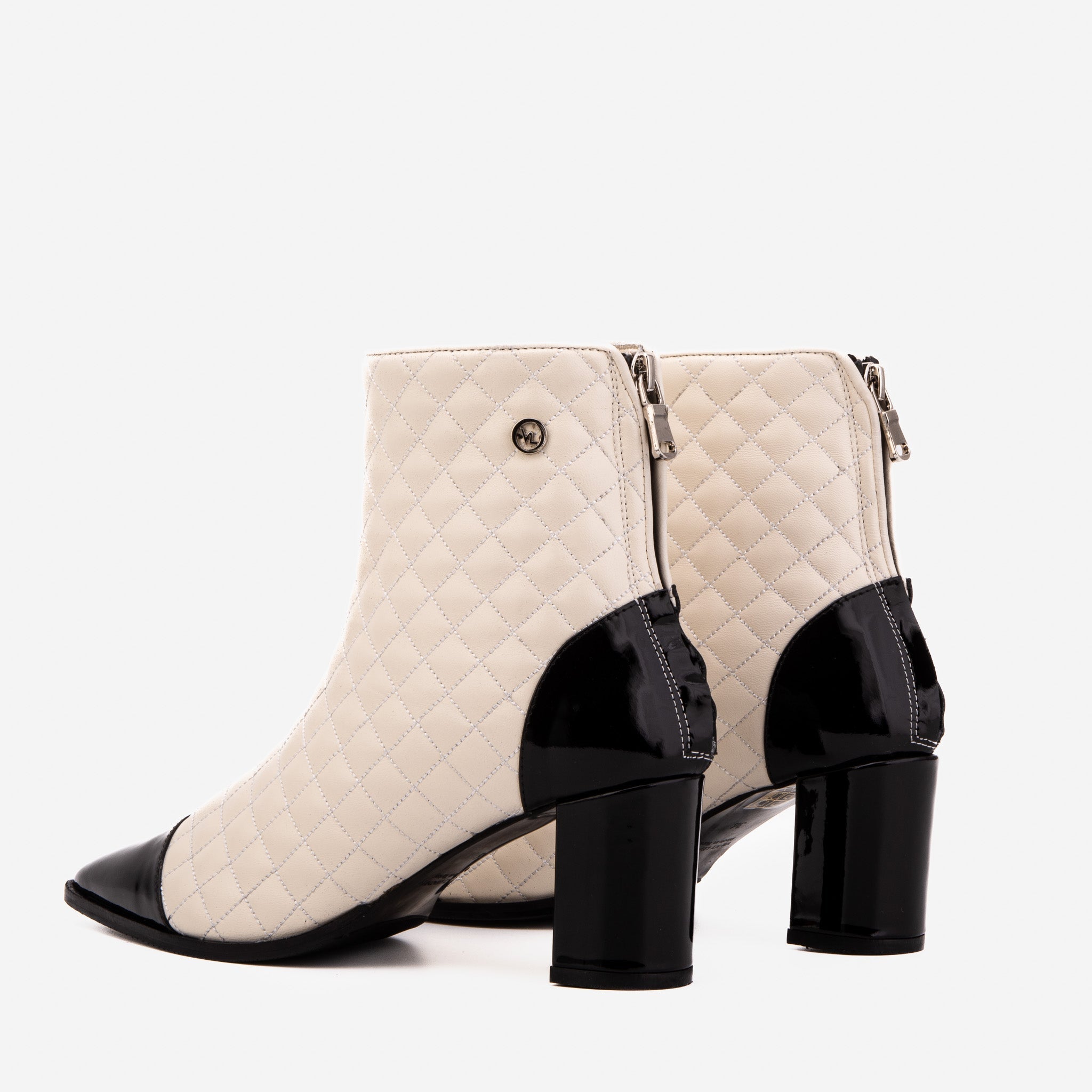 Vinci Leather Shoes The Celeste Cream & Black Quilted Leather Women’s Boot