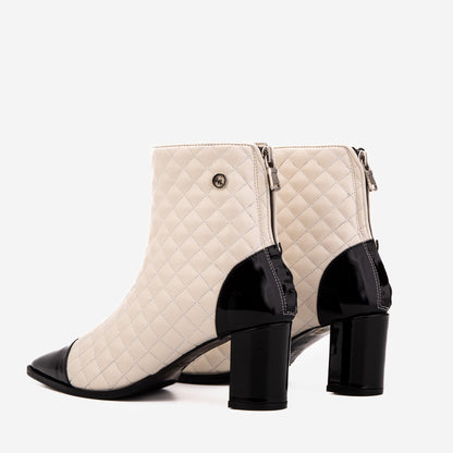 Vinci Leather Shoes The Celeste Cream & Black Quilted Leather Women’s Boot