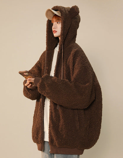 Niepce Women's Furry Bunny Ears Winter Jacket