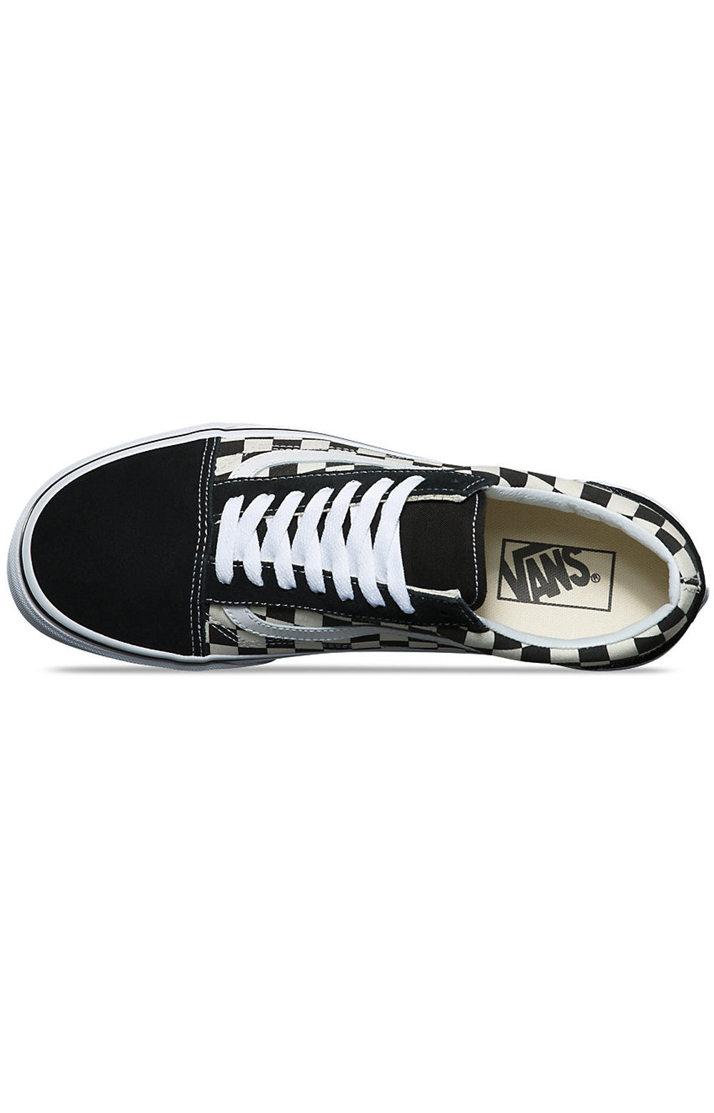 Classic and timeless (8G1P0S) Primary Check Old Skool Shoe featuring black and white colorway and durable canvas material