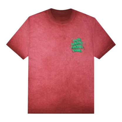 Anti Social Social Club New & Gone Men T-Shirt Red Mineral Wash