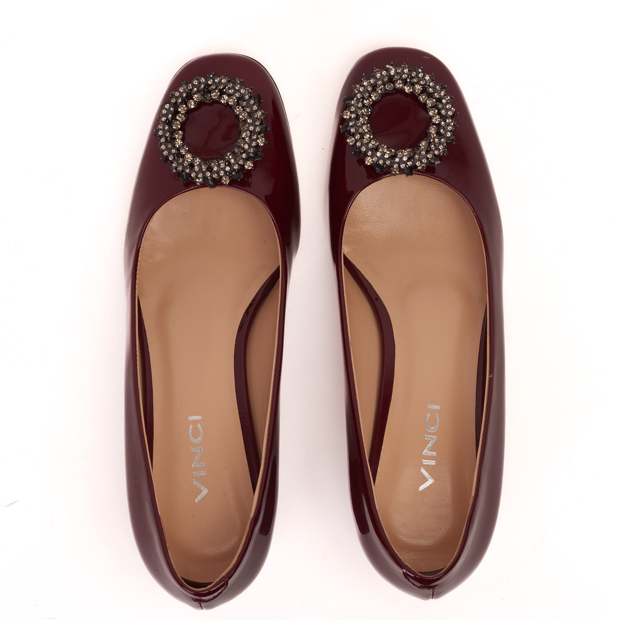 The Danish Burgundy Patent Leather Block Heel Pump Women Shoe