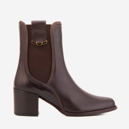The Kensington Brown Leather Block Heel Women’s Mid-Calf Boot