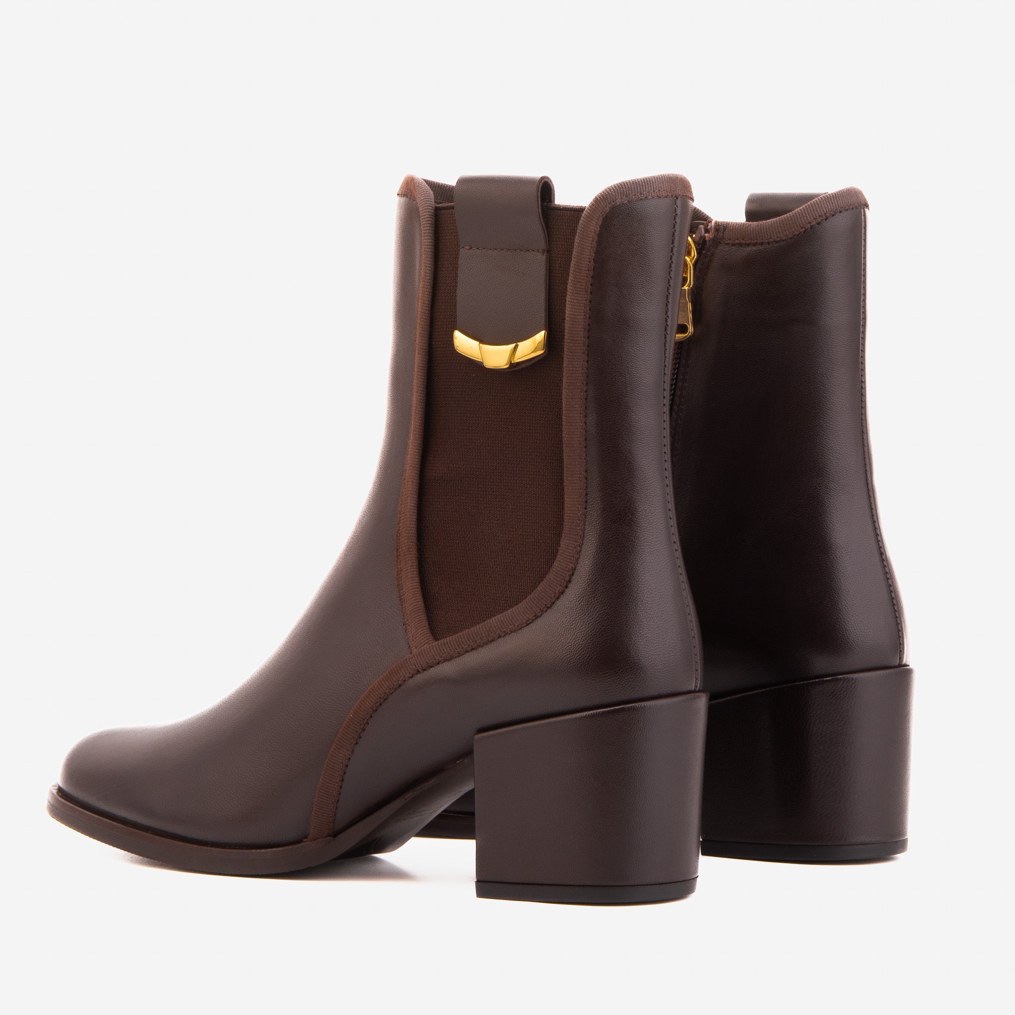 The Kensington Brown Leather Block Heel Women’s Mid-Calf Boot