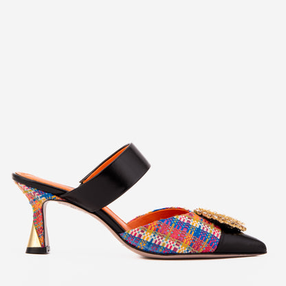The Valencia Multicolor Leather Women Jewel Heel Mule Sandal