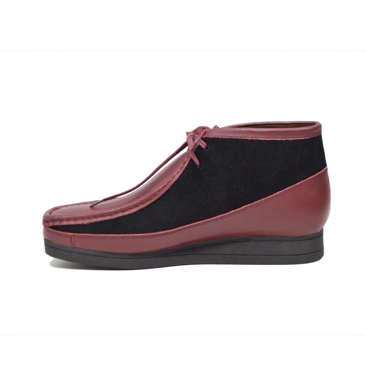 British Walkers New Castle Wallabee Boots Men's Burgundy and Black Suede and Leather Ankle Boots