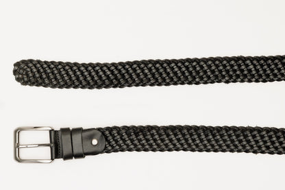 The Mclean Woven Black Leather Belt