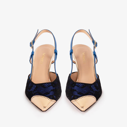 Vinci Leather Shoes The Bali Sax Blue Leather Slingback Women Sandal
