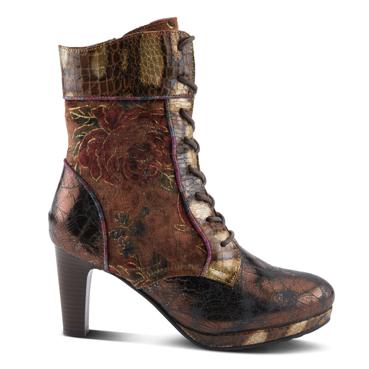 Fashionable L'ARTISTE ABRA BOOTS in olive green with decorative stitching