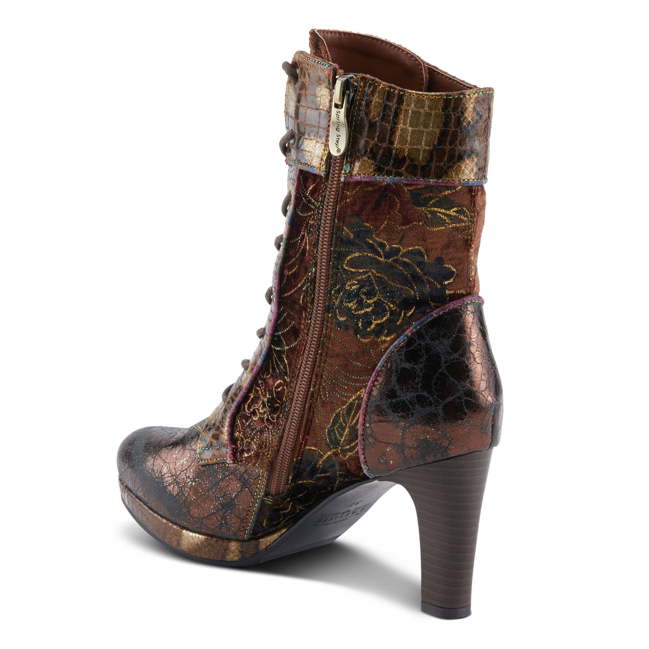 Elegant L'ARTISTE ABRA BOOTS in navy blue with delicate floral pattern