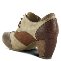 Thumbnail for Trendy L'ARTISTE ADELVICE-FLEUR SHOES in Brown and Tan Leather with Hand-painted Floral Motif