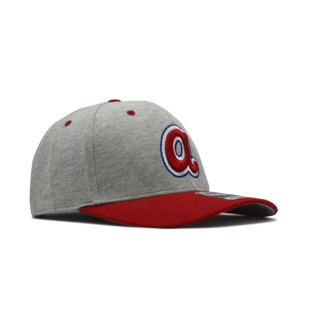 Adjustable strapback hat featuring Atlanta Braves team colors and logo