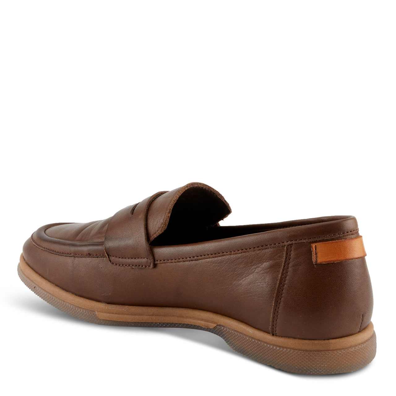 Trendy SPRING STEP AISHA SHOES in brown with hand-painted leather and contrast stitching