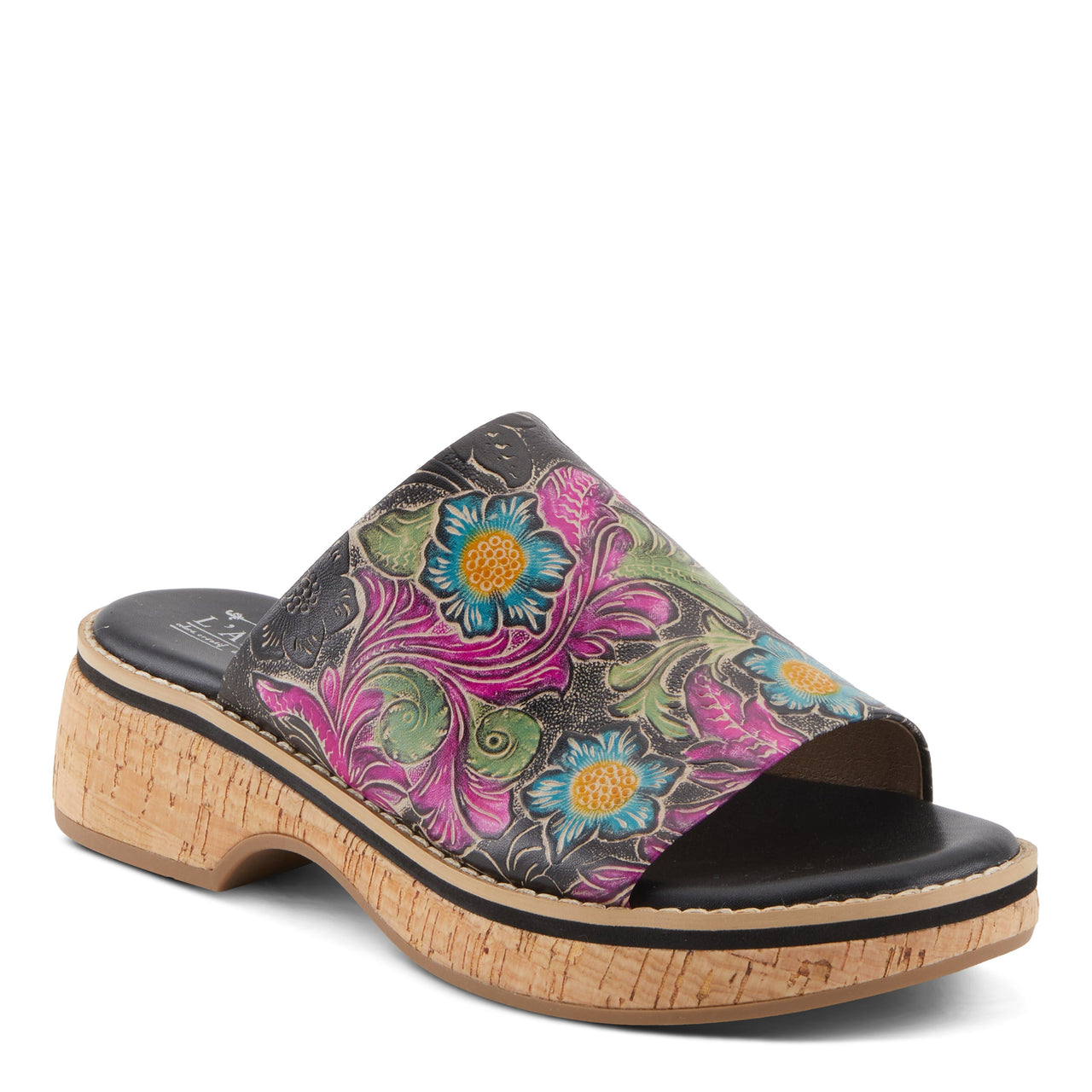 Buy L'Artiste Aldina Sandals Women'S Hand-Painted Leather Slides - Platform Casual Sandals from Don’t Panic Shoes | Best Prices & Fast Shipping