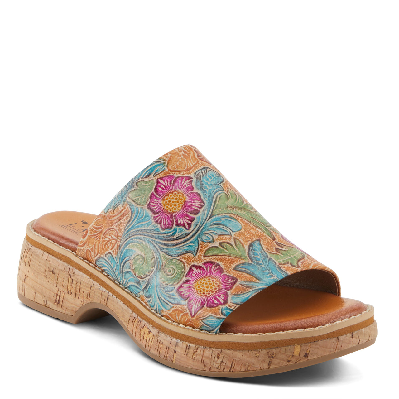 Buy L'Artiste Aldina Sandals Women'S Hand-Painted Leather Slides - Platform Casual Sandals from Don’t Panic Shoes | Best Prices & Fast Shipping