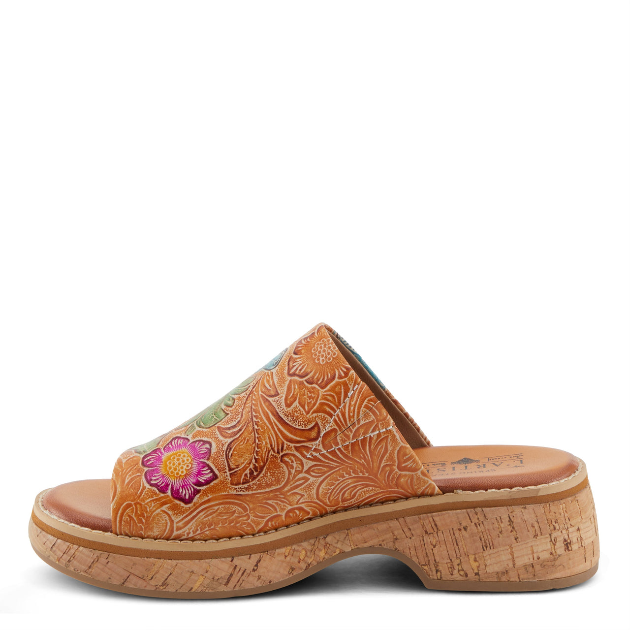 Buy L'Artiste Aldina Sandals Women'S Hand-Painted Leather Slides - Platform Casual Sandals from Don’t Panic Shoes | Best Prices & Fast Shipping