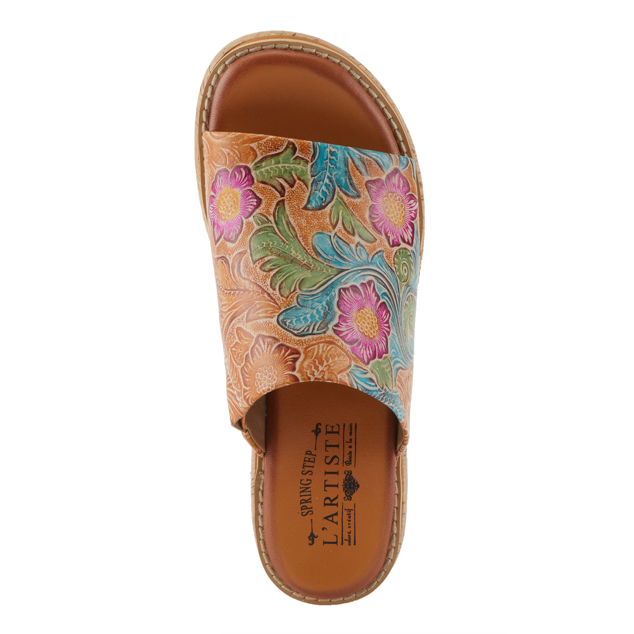 Buy L'Artiste Aldina Sandals Women'S Hand-Painted Leather Slides - Platform Casual Sandals from Don’t Panic Shoes | Best Prices & Fast Shipping