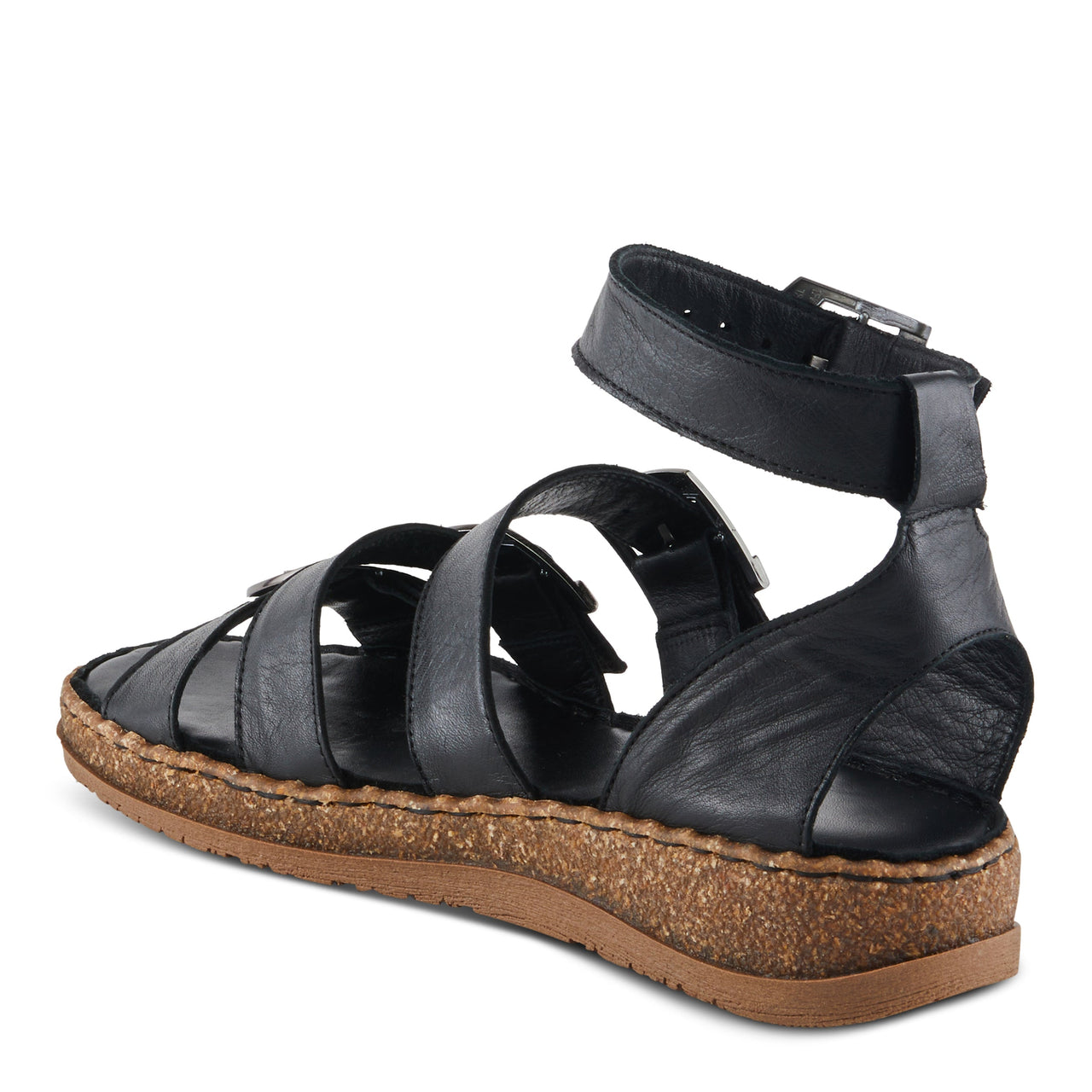 Stylish and comfortable Spring Step Alexcia sandals in black color with adjustable straps and cushioned insole for all-day wear
