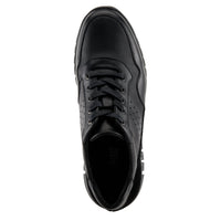 Thumbnail for Black leather lace-up men's sneakers with cushioned insoles and flexible rubber outsoles from Spring Step Alton collection