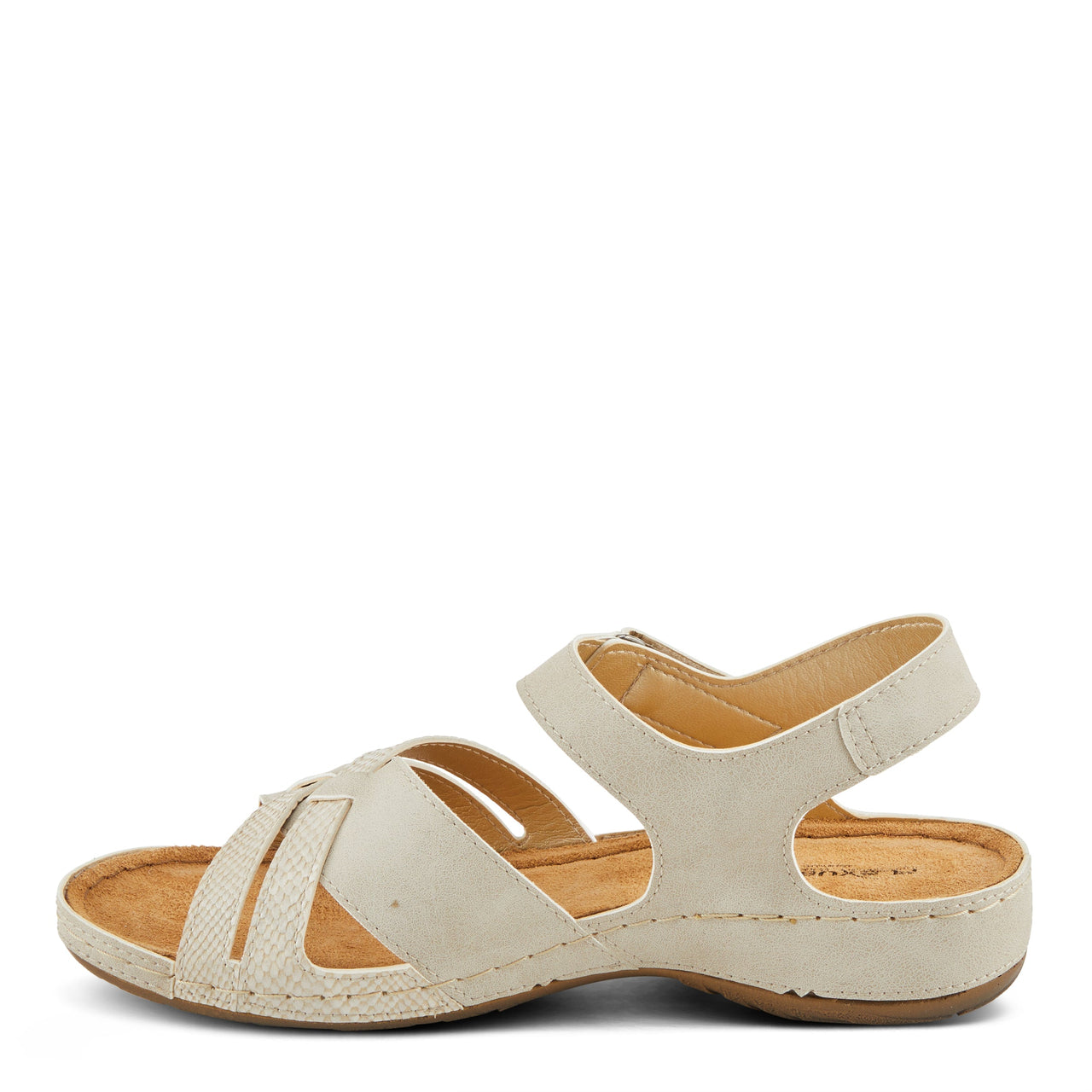Spring Step Shoes Flexus Alvina Sandals - Front View walking on a sandy beach