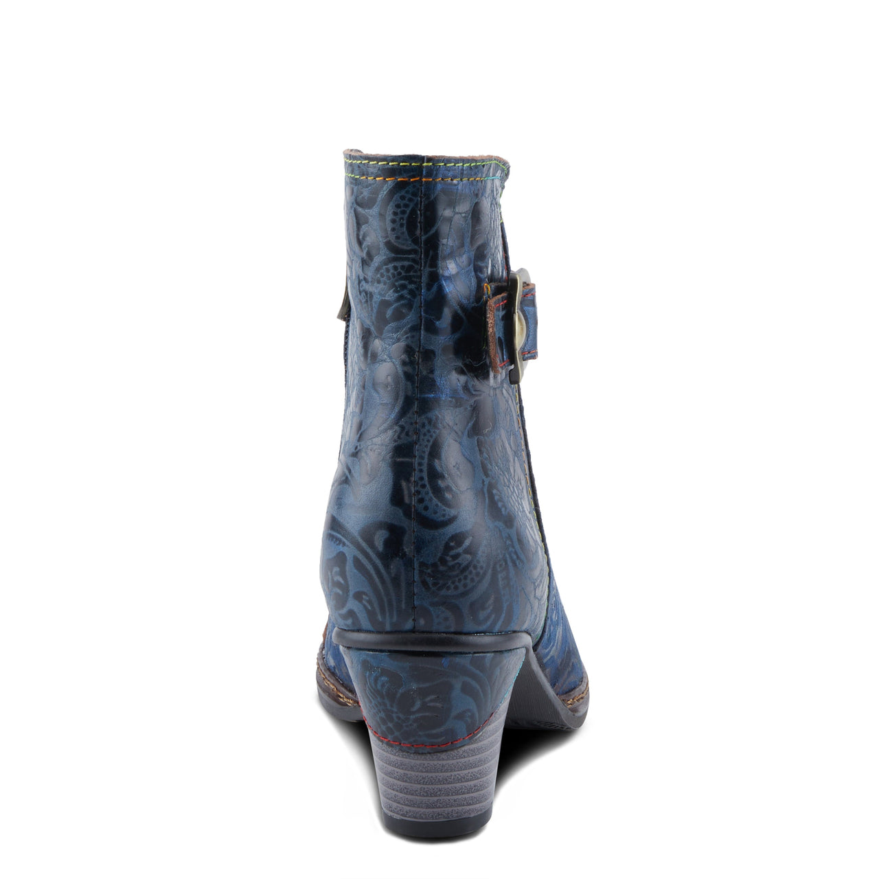 Side view of L'ARTISTE ANTILLES BOOTS with stacked heel