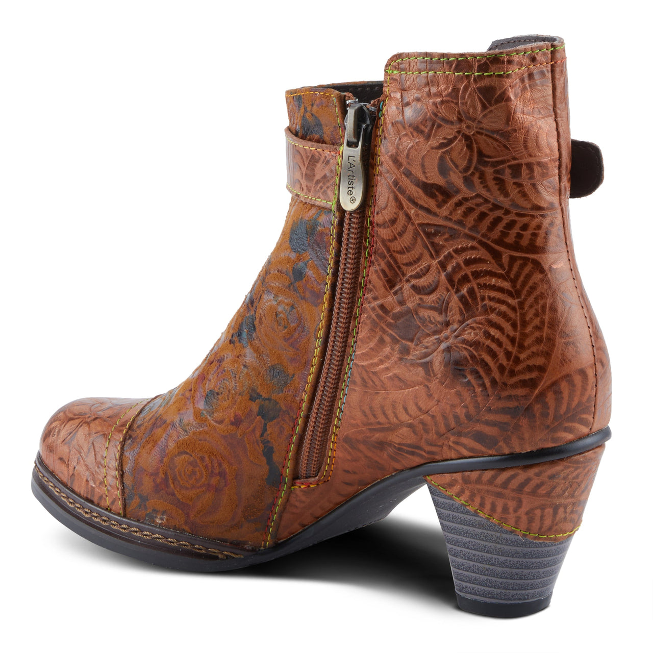  L'ARTISTE ANTILLES BOOTS in tan leather with decorative buttons and side zipper