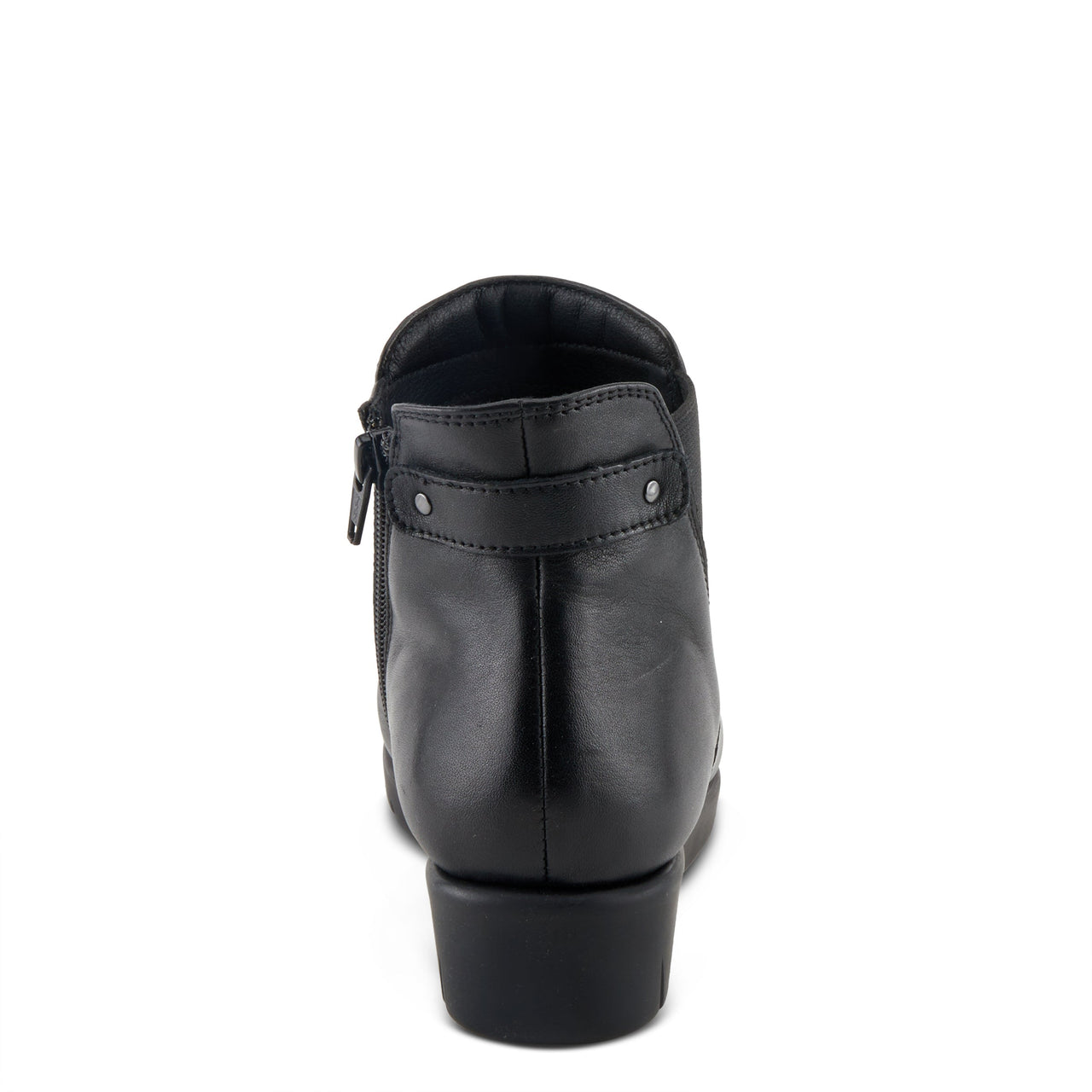 Black leather Spring Step Apso boots with side zipper and cushioned insole for all-day comfort