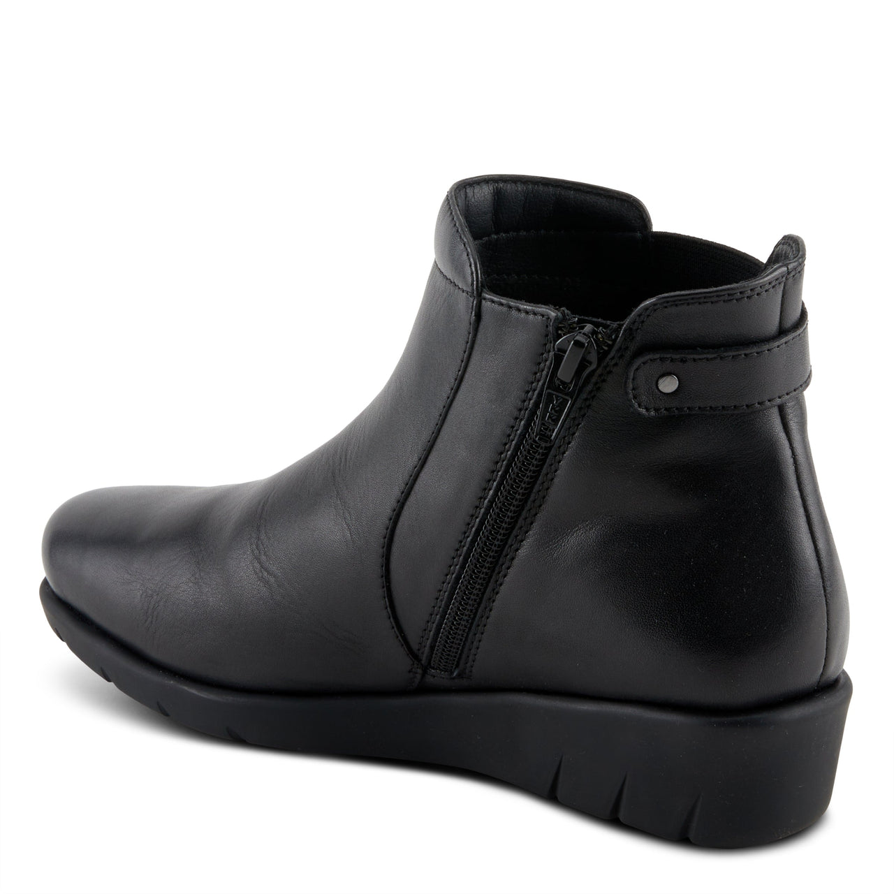 Black leather Spring Step Apso boots with cozy faux-fur lining and rugged rubber soles