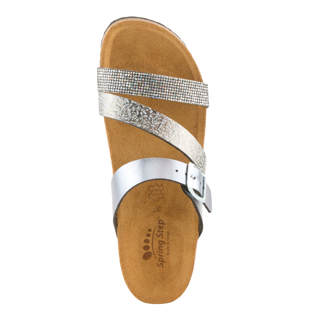 Versatile Spring Step Arenall Sandals in multi-color leather with cork-inspired wedge