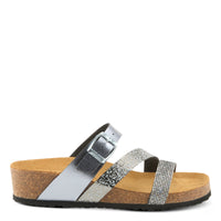 Thumbnail for Modern Spring Step Arenall Sandals in olive green with geometric laser cutouts