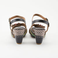 Thumbnail for L'ARTISTE ASTARR SANDALS in beaded with hand-painted floral design and peep toe