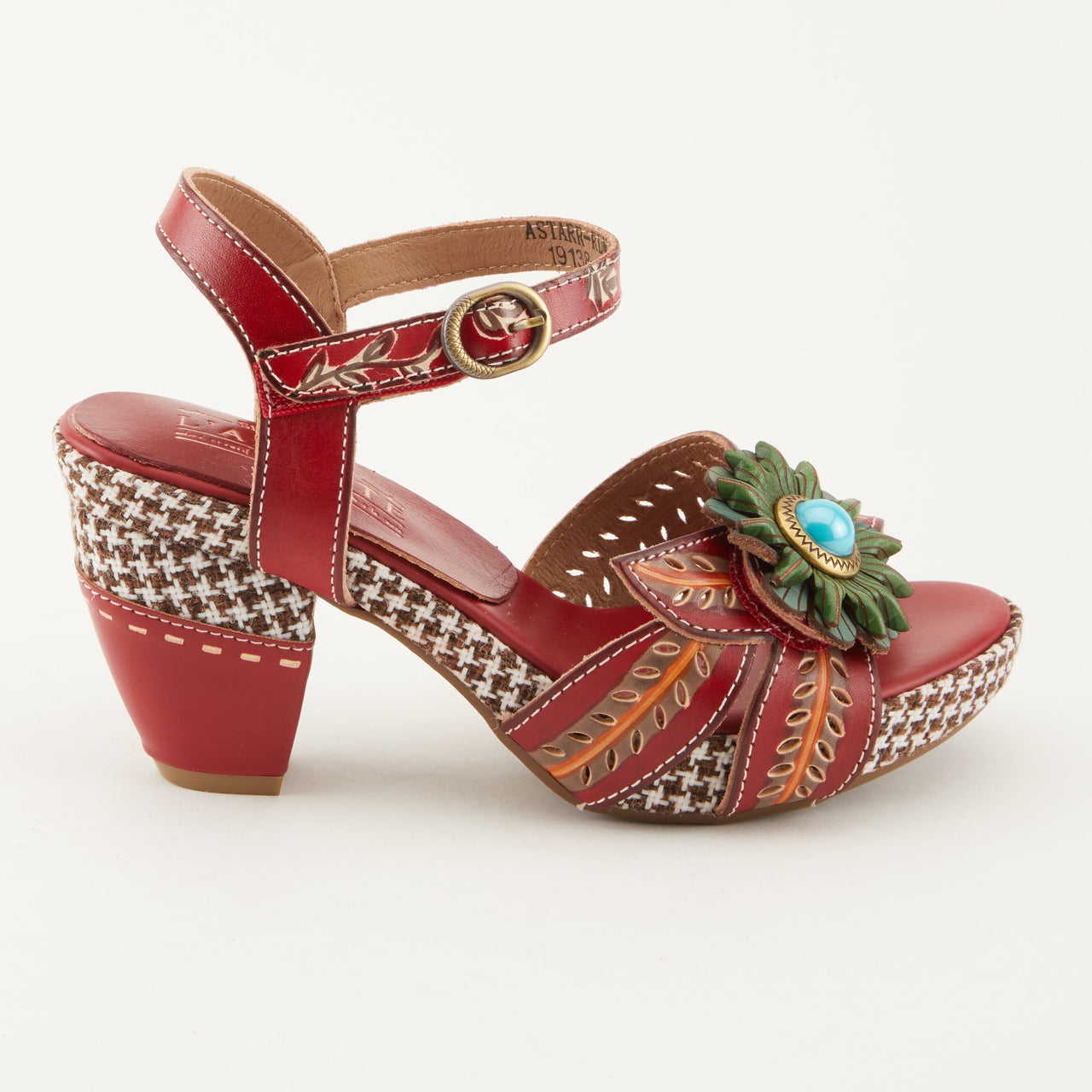 Stylish hand-painted leather sandals with floral design and cushioned insoles