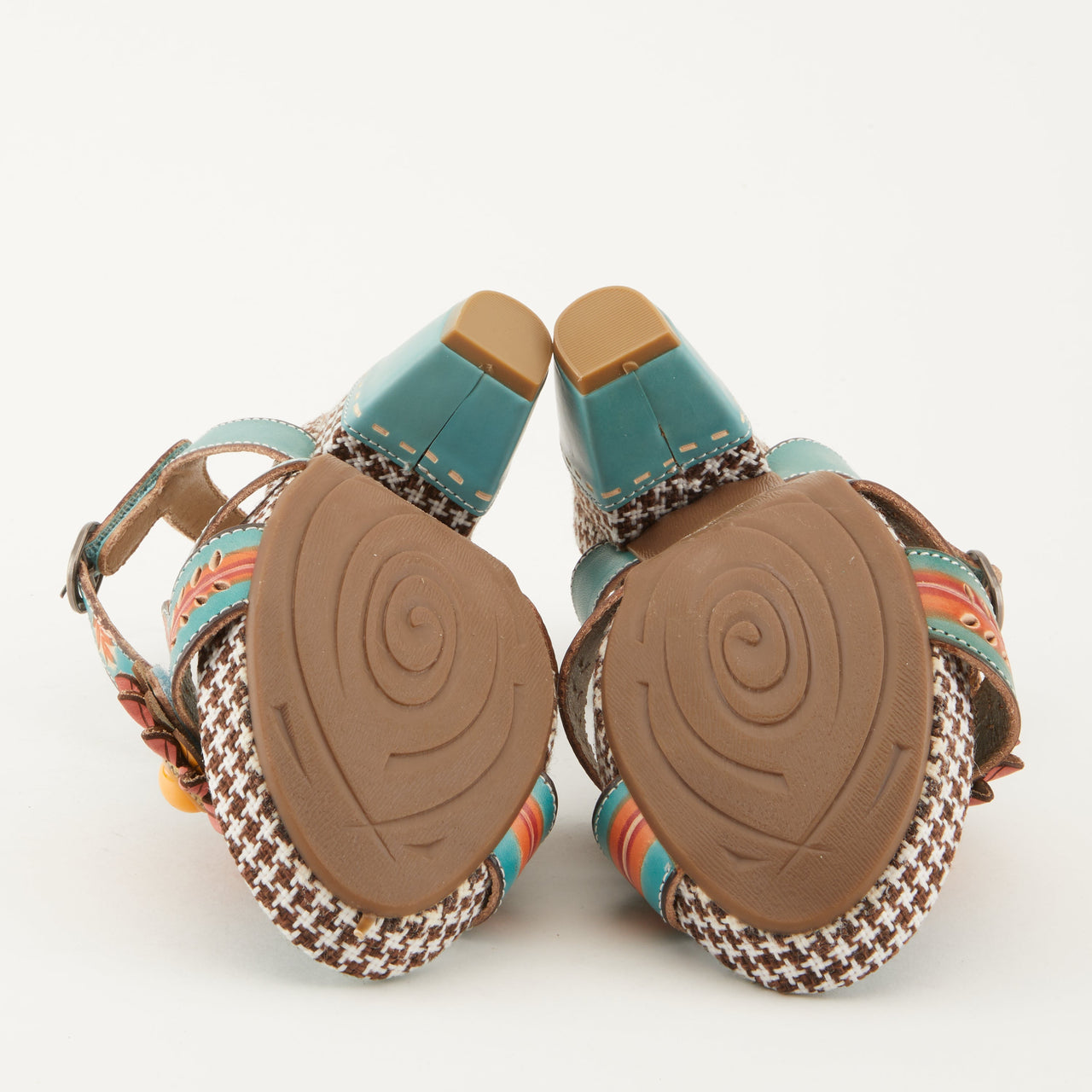 Comfortable open-toe sandals with French-inspired hand-painted leather and adjustable straps