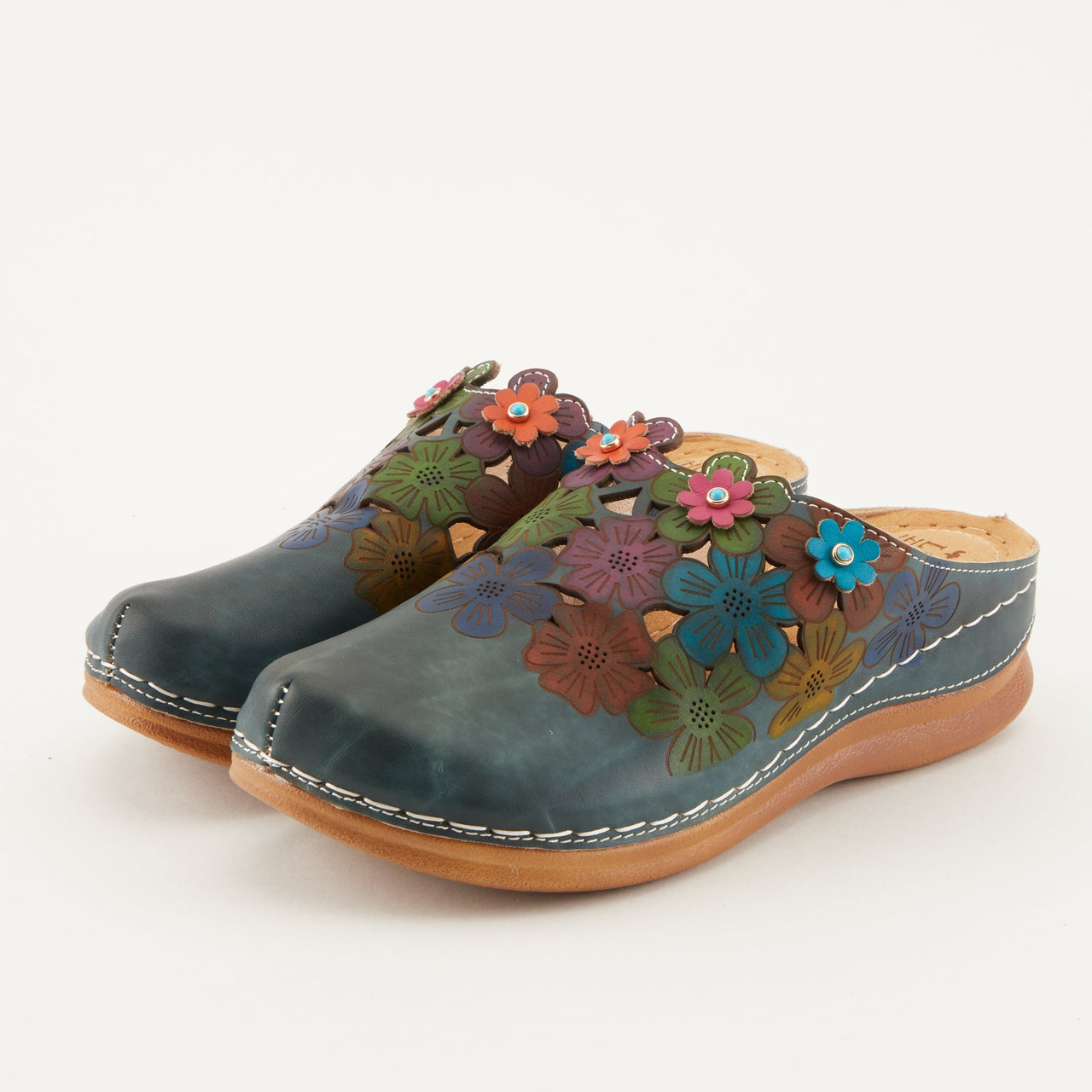 Buy L'Artiste Augi Clogs Women’s Hand-Painted Leather 2" Heel - Clogs from Don’t Panic Shoes | Best Prices & Fast Shipping