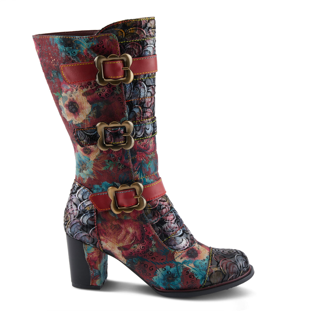 Pair of L'Artiste Averie Boots in gorgeous multicolored floral design