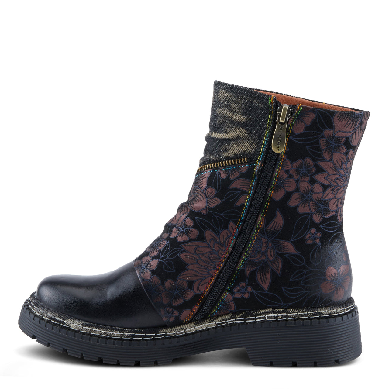 Pair of hand-painted leather L'Artiste Avrilrose Boots with floral design