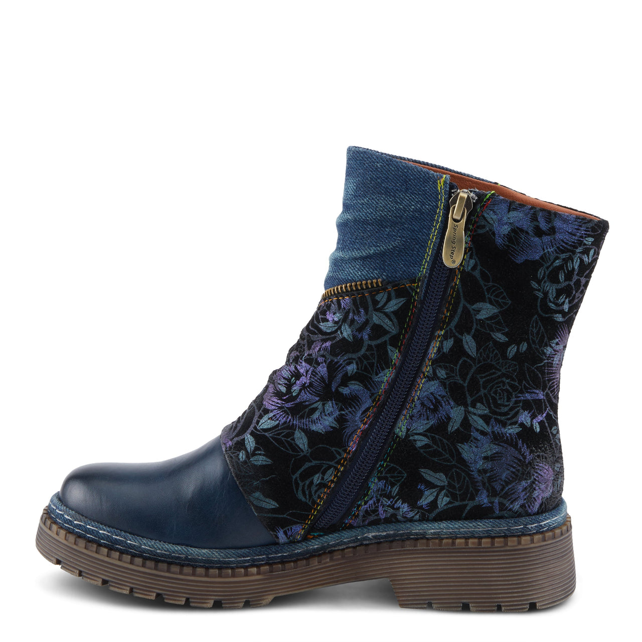 Pair of hand-painted leather L'Artiste Avrilrose boots with floral design