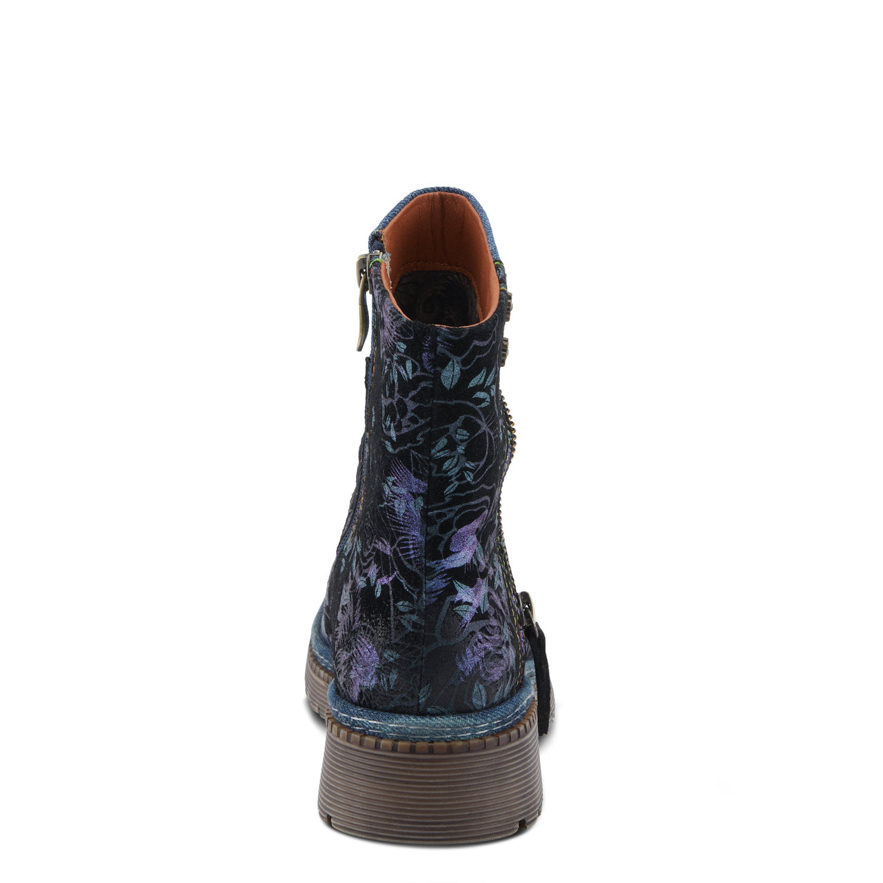 Pair of hand-painted leather Avrilrose boots by L'Artiste with floral design