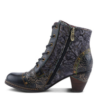 Thumbnail for  Sophisticated leather boots with hand-painted floral design and side zipper