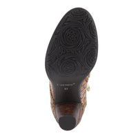 Thumbnail for  Elegant leather boots with colorful floral design and stacked heel