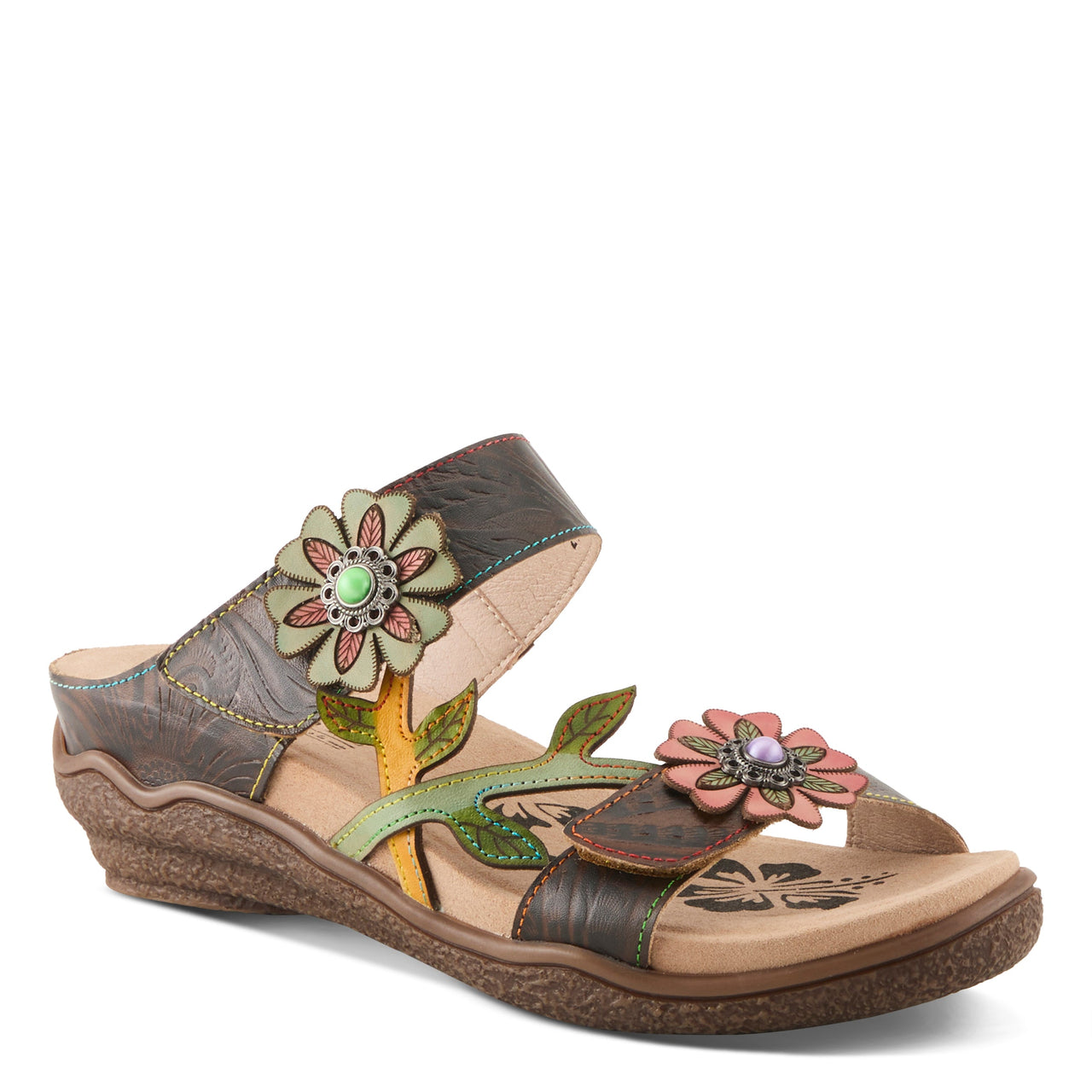 Buy L'Artiste Aymée Slide Sandals Women'S Hand Painted Leather - Slide Sandals from Don’t Panic Shoes | Best Prices & Fast Shipping