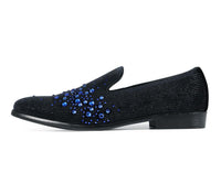 Thumbnail for Ivano Black/Royal men's dress shoe with sleek black leather and royal blue accents