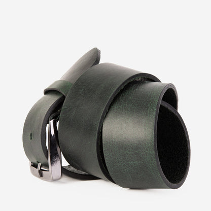 The Prime Forest Green Leather Belt