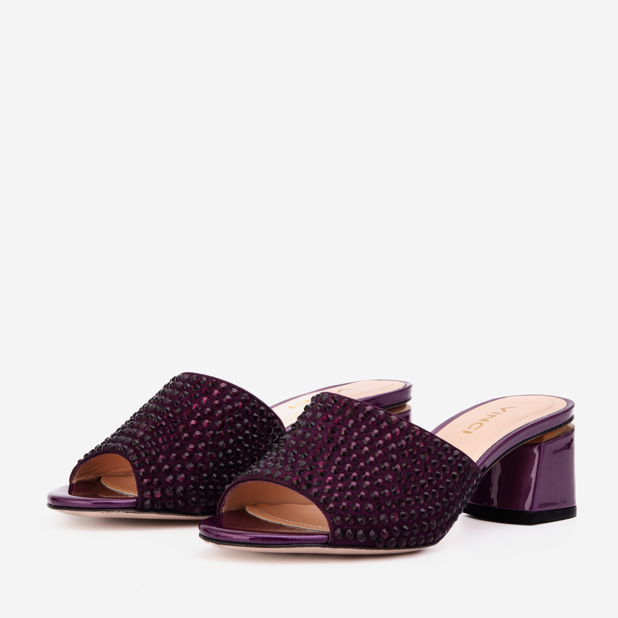 Vinci Leather Shoes The Ailano Purple Glitter Leather Women Sandal