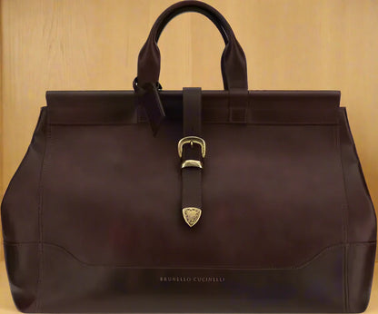 Brunello Cucinelli men's brown Leather Travel Bag